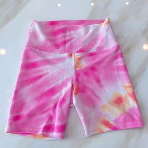 Beach Riot, High- Waisted Biker Short, Pink/ Yellow/ Orange, Size: Medium